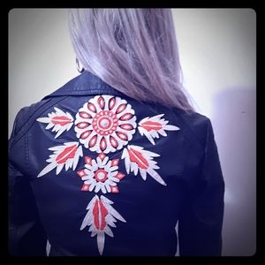 Black Miss Me detailed moto jacket embroidered 🖤